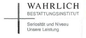 Logo Wahrlich Bestattungsinstitut Inh. Christine Wahrlich · Walbecker Straße 9b · 06456 Arnstein, OT Wiederstedt​